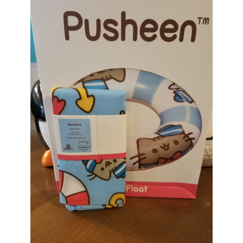 Pusheen Pool Float & Bandana Unisex OS Blue Nautical Subscription Box Exclusive